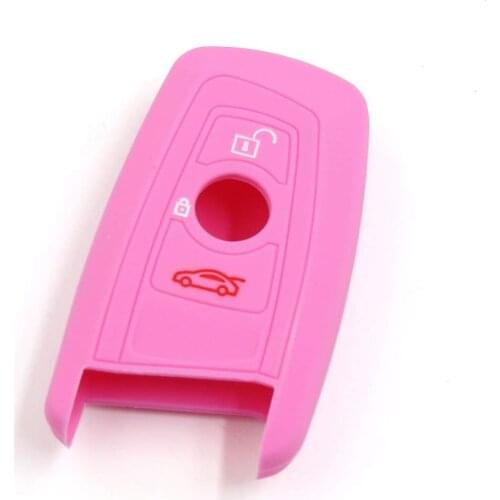 Uxcell a17052200ux2350 Pink Silicone Car Remote Flip Key Fob Cover Shell Case Protector for BMW 1 3 5 7 Series