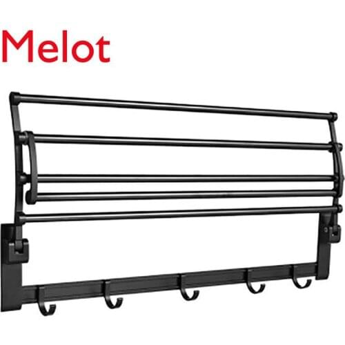 Towel Rack Foldable Hotel Shelf Toilet Punch-Free Towel Rod Bathroom Wall Pendant Bath Towel Rack
