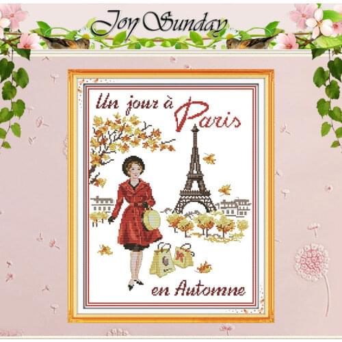 Paris in the Autumn Counted Cross Stitch 11CT 14CT Cross Stitch Sets Wholesale Scenery Cross-stitch Kits Embroidery Needlework