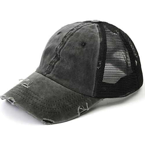 High Quality Womens Washed Cotton Ponytail Baseball Cap Women Spring Summer Casual Snapback Hat Adjustable Vintage Female Cap