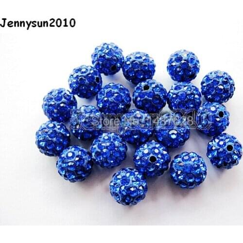 8mm Royal Blue Top Quality Czech Crystal Rhinestones Pave Clay Round Disco Ball Spacer Beads For Jewelry Ceafts 100pcs / Pack