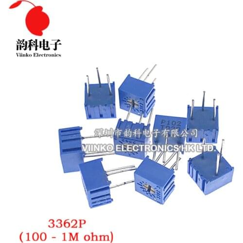 10pcs 3362P 101 201 501 102 202 502 103 203 503 104 204 504 105 Trimpo Trimmer Potentiometer 3362 500R 1K 2K 5K 10K 20K 50K 100K