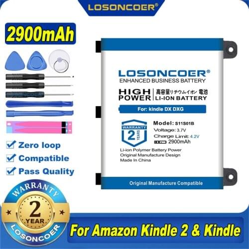 100% Original LOSONCOER S11S01B 2900mAh For Amazon kindle 2 DX DXG S11S01A 170-1012-00 B003B0A294563B74 D00701 Battery
