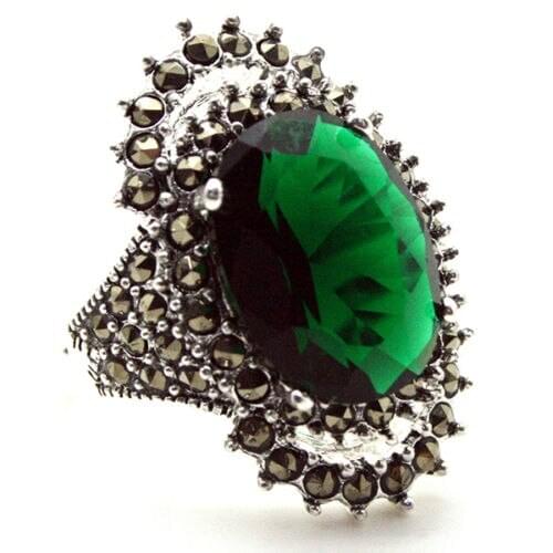 17*29mm VINTAGE MARCASITE 925SILVER RING SIZE 7/8/9/10