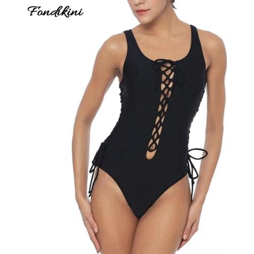 2020 One Piece Swimsuit Women Sexy Bandage Triangle Swimwear Summer V-neck Backless Bather Bathing Suit Monokini Female
