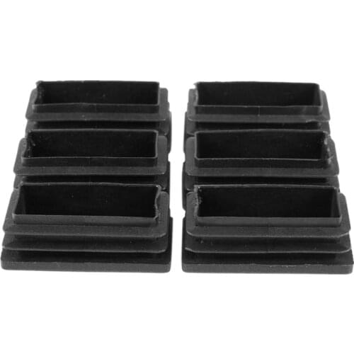 25mmx50mm Plastic Blanking End Cap Rectangle Tubing Tube Inserts 6 Pcs Black