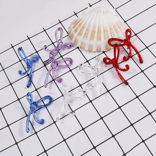4 PCS 68x41mm Bowknot Earrings Pendant Charms Handmade Acrylic Earring Accessories For Jewelry Making