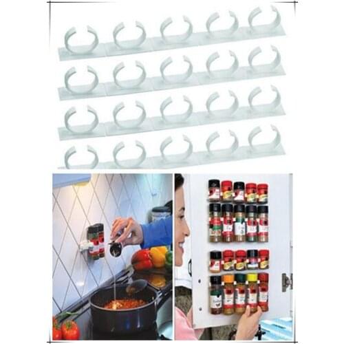 4PCS/lot Storage rack Home Kitchen plastic Organizer Stick Spice wall Rack Storage Gripper , 12 Cabinet Door hooks