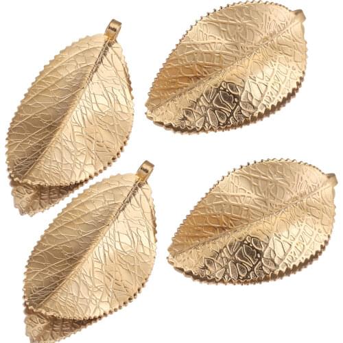 5pcs/lot High Quality Stainless Steel Gold Leaf Earrings Charms Pendants DIY Jewelry Making Keychain Accessories Designer Crafts