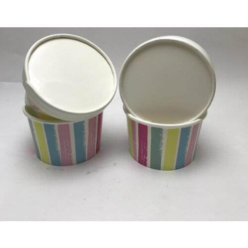 50pcs Creative colorful disposable ice cream fried yogurt paper bowl party birthday favor diy dessert cake decor cup with lid