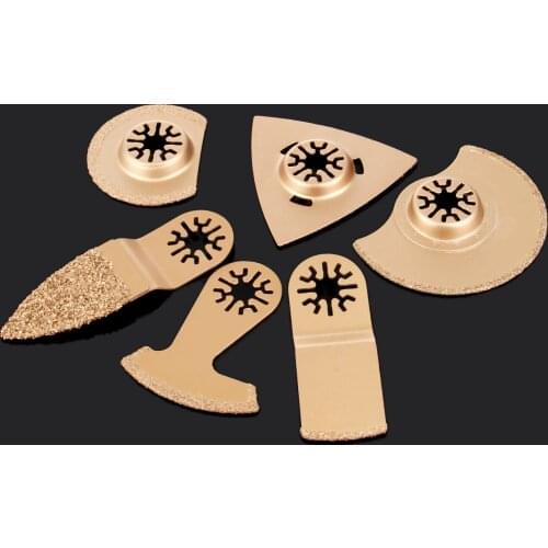 6Pcs Carbide Oscillating Multi Power Tool Saw Blades for Tile Grout Mortar Concrete Multimaster Dremel Segment Cutting Grooves