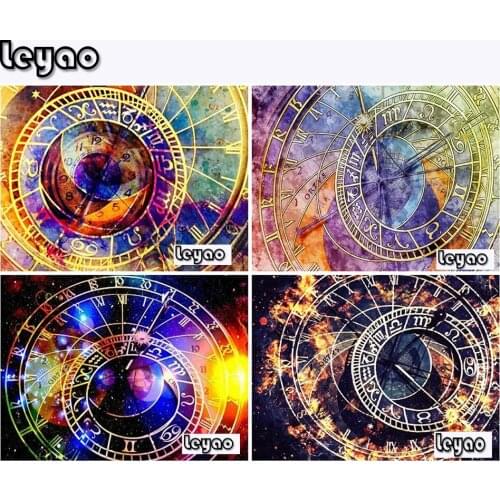 DIY Diamond Painting Clock 5D Full Square Round Drill Diamond Embroidery Rhinestone Landscape Mosaic Wall Art Home Docor