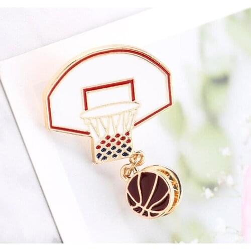 Sports Style Basketball Frame Brooch Fashion Personality Basketball Brooch Bag Shirt Accessories High Quality Simple Brooches