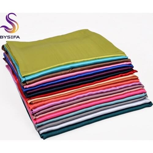 [BYSIFA] Candy Color Square Scarves Women Luxury Large Satin Silk Scarf Shawl Spring Autumn Winter Muslim Head Scarf 110*110cm