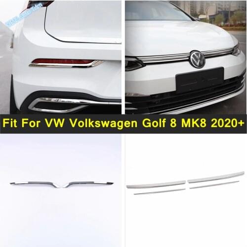 Stainless Front Grill Grille Decorative Strips For VW Volkswagen Golf 8 MK8 2020 2021 Rear Foglight Eyelid Eyebrow Cover Trim