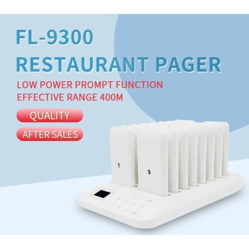 FL-9300 Coasters 16 Pager Calling Queuing System Buzzer Waterproof Keyboard for Restaurant Coffee Shop Clinic Church Nursery