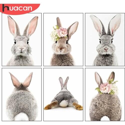 HUACAN 5D Diamond Painting New Animal Diamond Embroidery Rabbit Pictures Of Rhinestones Mosaic Cross Stitch Wall Art
