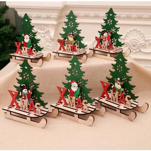 JOJO BOWS Christmas Wooden Ornaments For Home DIY Tree Patches Table Standing Crafts Party Decorations New Years Eve Gifts Xmas