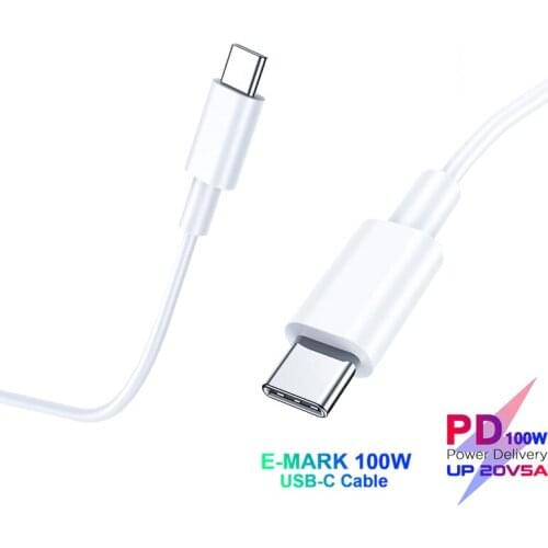 100W USB-C PD Cable 5A E-MARK Fast Charging Wire For Macbook Air iPad Pro SAMSUNG S21Note 20 Ultra S20+ OnePlus Redmi Note 8 Pro