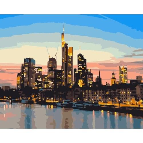 Painting By Numbers the view of the city Drawing On Canvas HandPainted Gift Picture By Number animal Kits Home Decoration