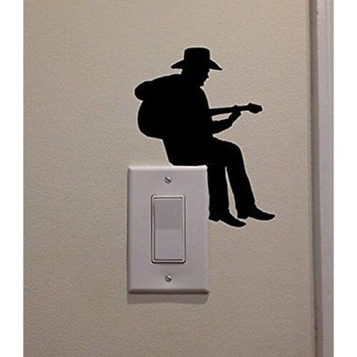 Cowboy Playing Guitar Fashion Vinyl Switch Sticker Room Home Wall Decal 5WS0087