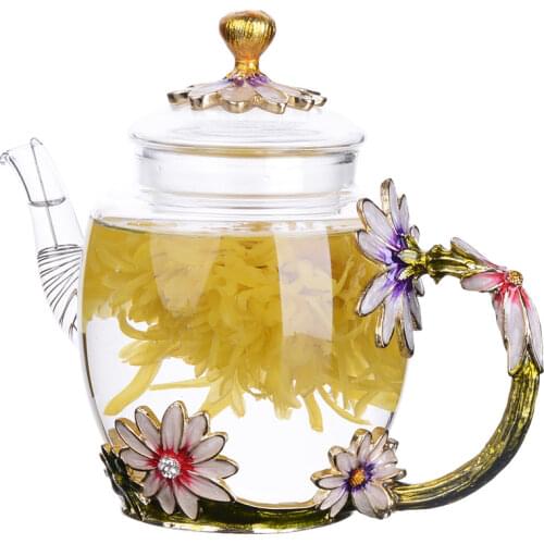 Creative Hand Painted Kung Fu Teapot Heat-resistant Glass Single Pot Enamel Teapot High-end Scented Tea Kettle