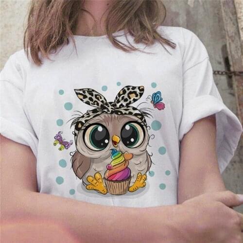 Fashion Trend New T-shirt Cute Owl Graphic Printed Female T shirt Casual Harajuku Crew Neck Ladies Tshirt