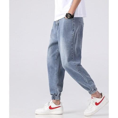 Fashion Light-colored mens Denim jeans spring and autumn style trend large size 3XL loose-fitting pants autumn all-match jeans