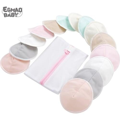 Organic Bamboo Nursing Breast Pads Washable Pads + Wash Bag Breastfeeding Nipple Pad for Maternity Reusable Nipplecovers