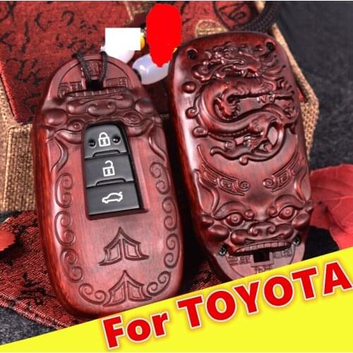 For TOYOTA AVALON Camry 8th CROWN levin COROLLA Sandalwood car key bag solid wood key shell key set car gift accessories