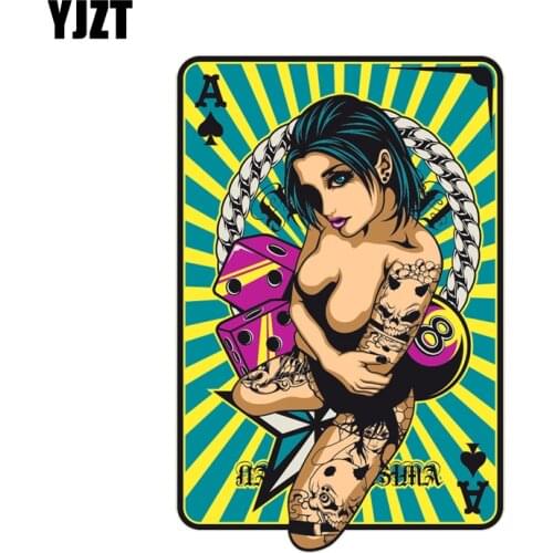 YJZT 10.4CM*15.8CM Stylish beauty poker decals PVC Motorcycle Car Sticker 11-00790