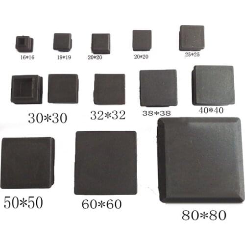 100pcs Square Tube Insert Ends plastic blank tube plastic plug leg cap,chair table feet 10 13,15,16,19,20,22,25,30,32,35,38 40mm
