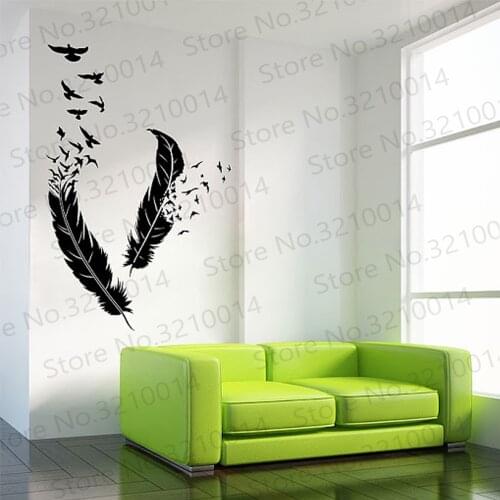 Nordic Art Wall Dacel Feather Wall Sticker Living Room Bedroom Children Room Home Decoration PW631