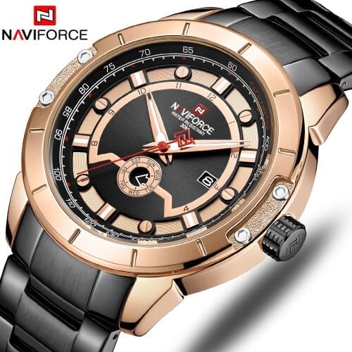 NAVIFORCE Mens Watches Top Brand Fashion Sport Watch Men Full Steel Waterproof Quartz Wristwatch for Men Clock Relogio Masculino