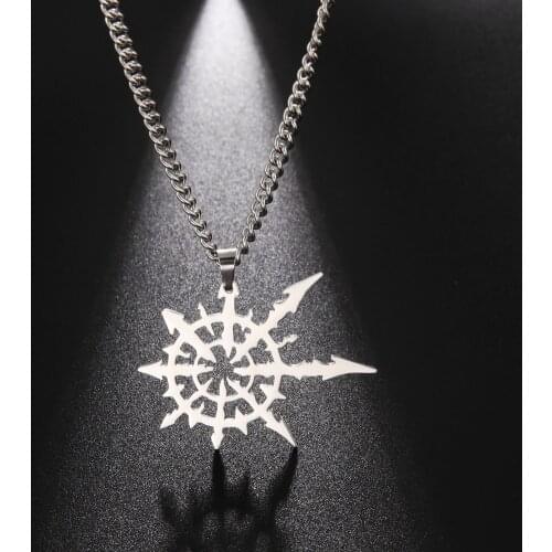LIKGREAT New Chaos Star Necklace Nautical Pirate Men Stainless Steel Pendant Necklaces Gothic Punk Jewelry