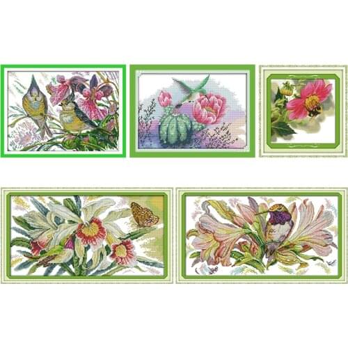 The Early Spring Birds Embroidery Needlework Thread Gift Cross Stitch Kits Stamped 11CT 14CT Printed Handmade Counted Fabric Set