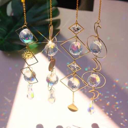 Crystal Windchimes Prismatic Pendant Handmade Sun Light Catcher Rainbow Maker Chandelier Garden Window Wedding Curtain Decor