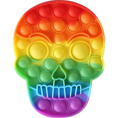 Silicone Halloween Skull Skeleton Head Shape Push Bubble Simpl Dimmer Press Board Cup Mat Kid Adult Family Simple Dimple Game