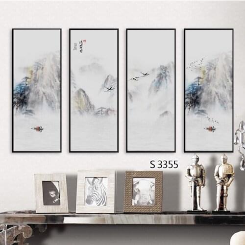 Modern Abstract Oil Painting Print on Canvas 4pcs Chinese style Landscape Canvas Art Printing Wall Art Picture for Home Decor