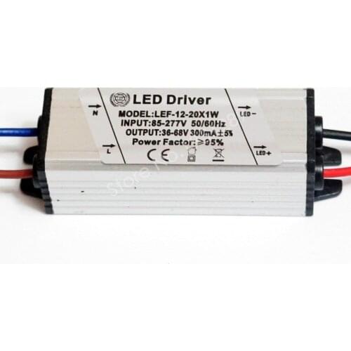 CE Certified IP67 300mA 12-20x1W Led Driver 12W/15w/18W/20w Power Supply DC 36V - 68V AC 110V 220V 277V for LED lights