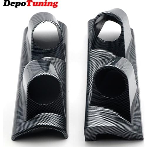 DepoTuning Universal Carbon Look 2inch 52mm Car Auto Dual Holes A-Pillar Holes Gauge Holder Pod Left/Right Hand Drive