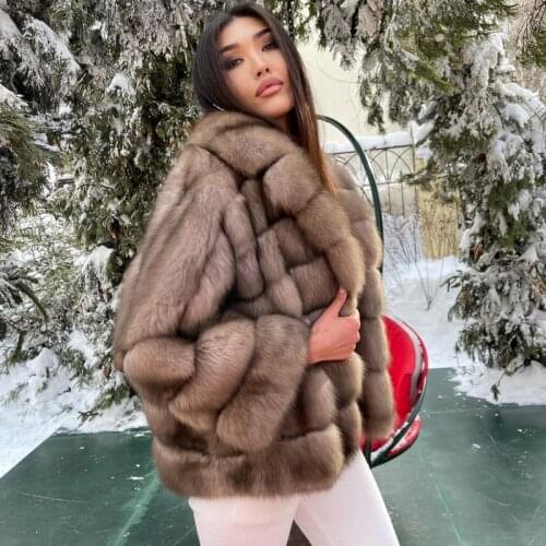 FURSARCAR High Quality Real Fox Fur Coat Natural Fur Jacket Slim Elegant Thick Warm Winter Women Coat Top Fashion Female Clothes