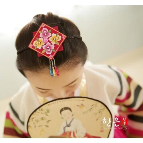 Womens Fashion Hanbok Hairband Rose Hair Accessory Daenggi Korean Traditional Clothes Pigtail Cosplay Handmade