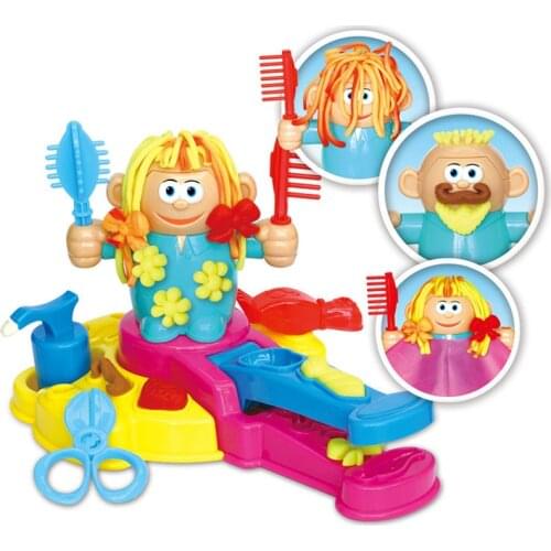 1 Set DIY Play Dough Clay Dough Plasticine Toy Haircut Mould Kit Hairstylist Maker Toys Handmade Color Mud Playing Kids Gift