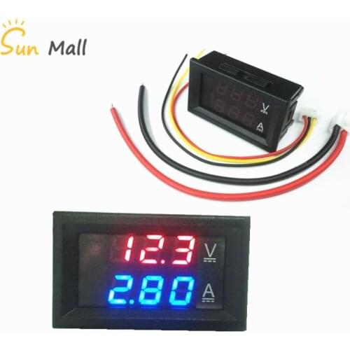 1PC Red-Blue 10A Voltmeter Ammeter /0.28 inch DC0-100V 10A LED DC Double Display Digital Current Voltmeter Meter