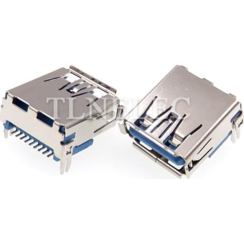 10pcs Type A USB 3.0 Curling Edge High-speed Transmission Socket Connector 9 Pins Famale Plug 180 Degree SMT Interface