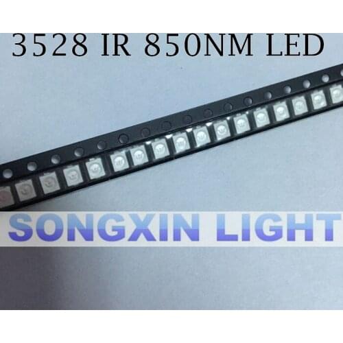 100pcs Free shipping 850nm IR SMD LED diode 3528 Infrared led 1.4-1.5V CCTV light diode
