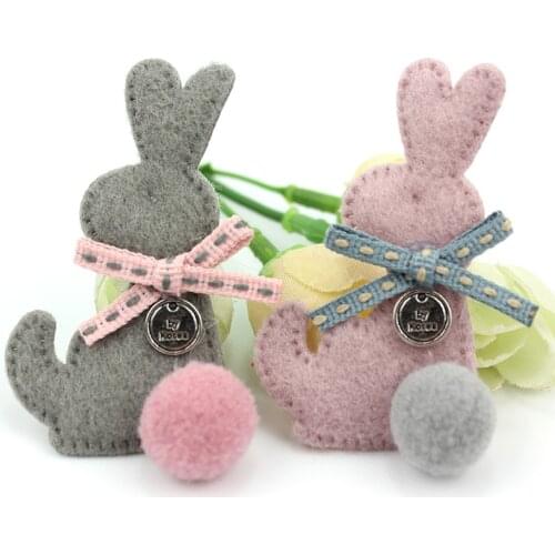 12Pcs 3.5*6cm Handmade Bowknot Bunny Decor Crafts Padded Appliques For Clothing DIY Headwear Hairpin Bags Ornaments Accessories