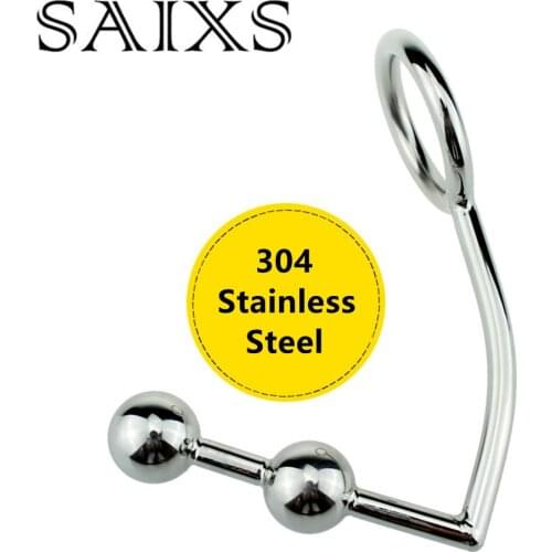 2 Balls Anal Hook Male Chastity Cock Lock + Anal Plugs /Cock Lock Male metal Anal hook ring Alternative sex toys Drop shipping