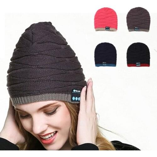 Wireless Bluetooth Fish Pattern Knitted Velvet Winter Warm Headset Cap Music Hat 24BD